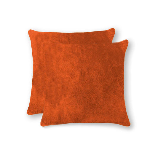 18" X 18" X 5" Orange Cowhide Pillow 2 Pack - Homeroots