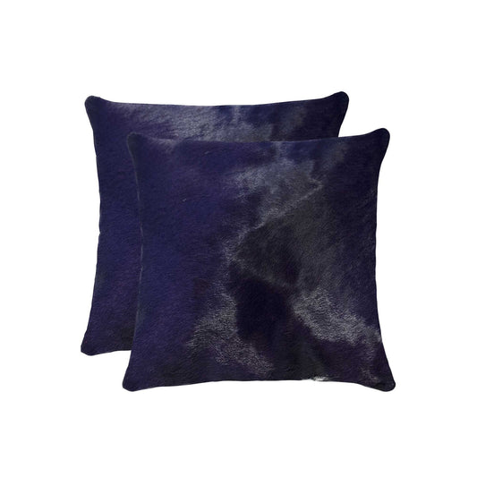 Set of Two 18" Navy Cowhide Throw Pillow - Homeroots