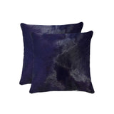 Set of Two 18" Navy Cowhide Throw Pillow - Homeroots - Flyclothing LLC