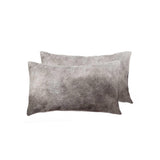 Set of Two 12" X 20" Gray Cowhide Throw Pillow - Homeroots - Flyclothing LLC