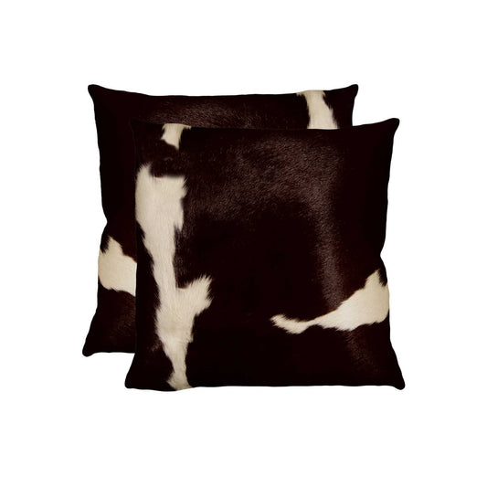 18" X 18" X 5" Chocolate And White Cowhide Pillow 2 Pack - Homeroots
