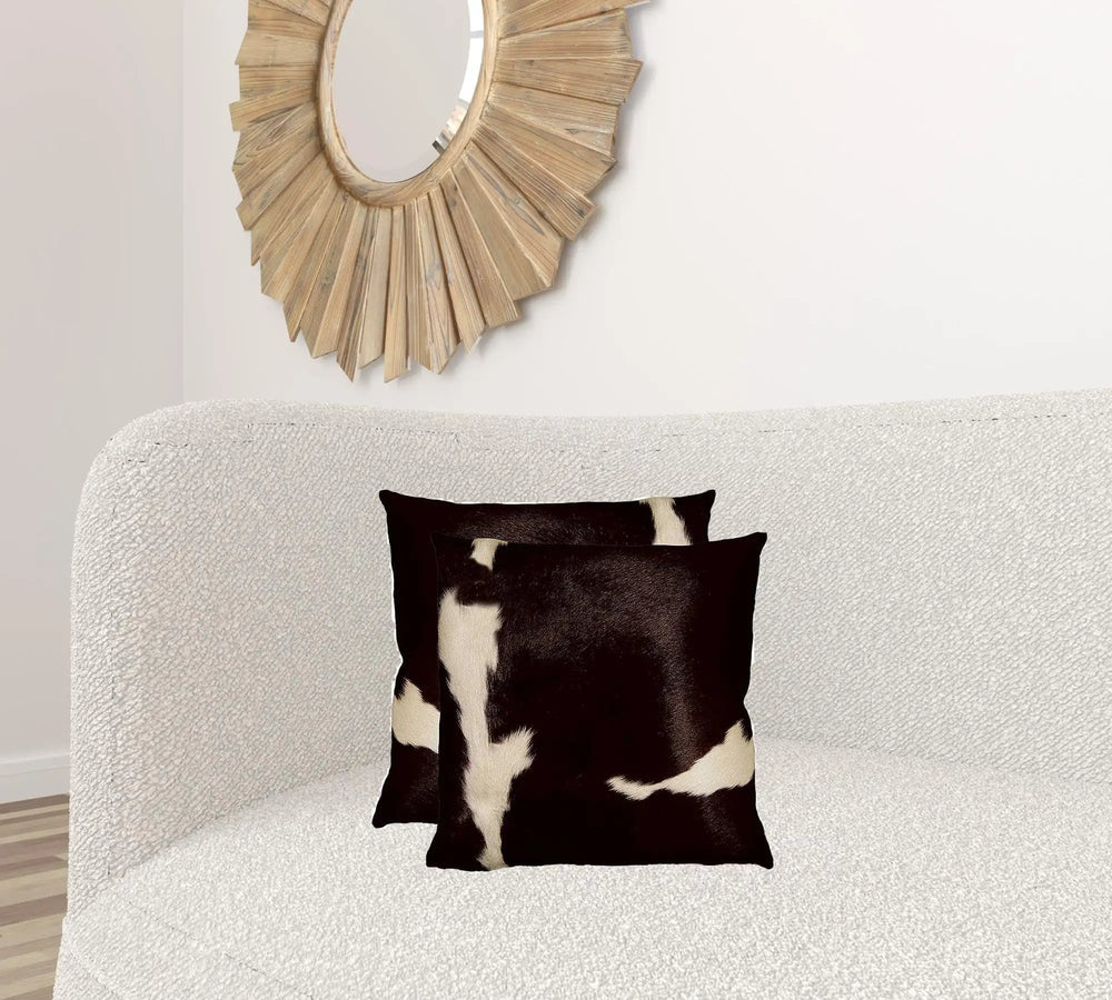 18" X 18" X 5" Chocolate And White Cowhide Pillow 2 Pack - Homeroots - Flyclothing LLC