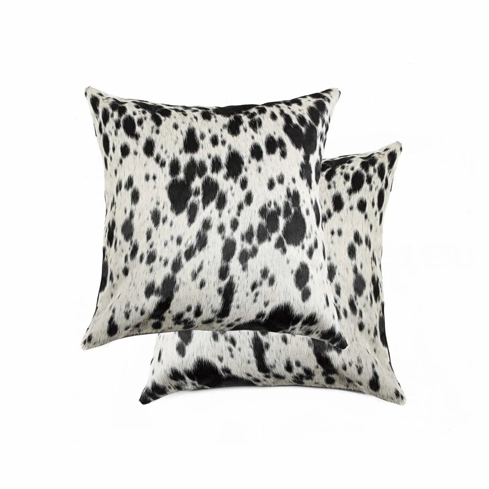 16"X16" Salt And Pepper Black And White Cowhide Pillow 2 Pack - Homeroots - Flyclothing LLC