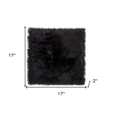 17" X 17" Black Sheepskin Solid Color Pad - Homeroots - Flyclothing LLC