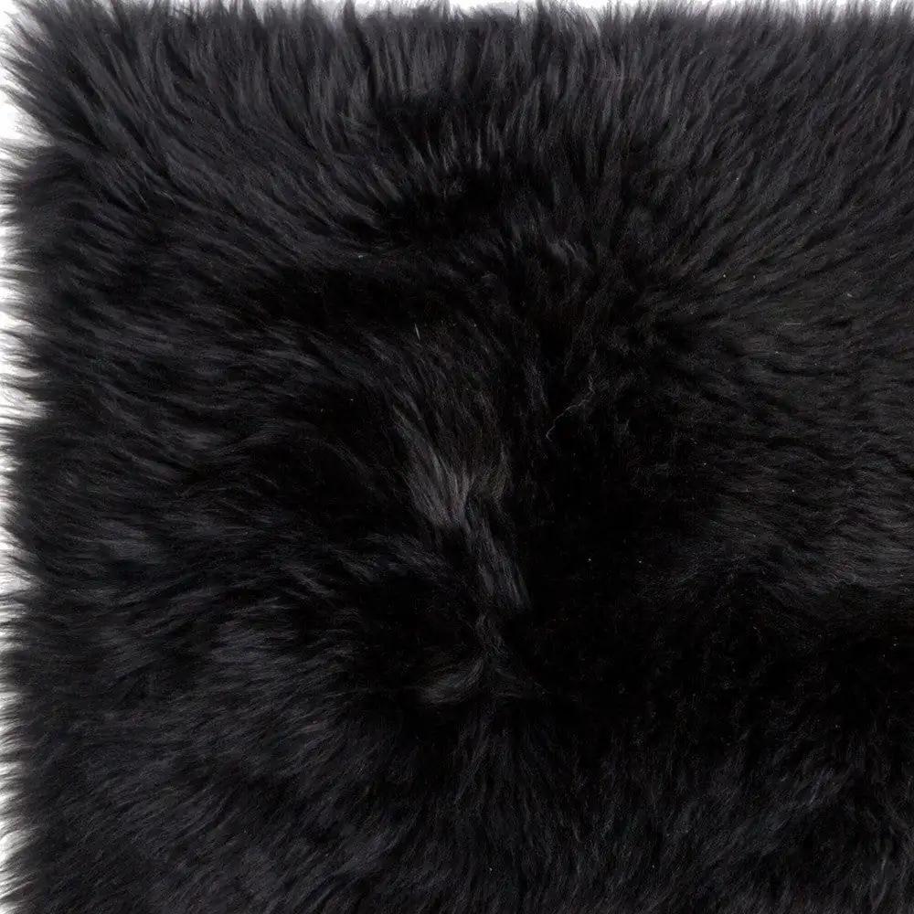 17" X 17" Black Sheepskin Solid Color Pad - Homeroots - Flyclothing LLC