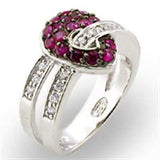 31715 - Rhodium + Ruthenium 925 Sterling Silver Ring with Synthetic Garnet in Ruby - Alamode - Flyclothing LLC