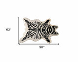 5' X 7' Black and White Faux Cowhide Zebra Print Area Rug - Homeroots - Flyclothing LLC