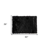 3' X 5' Black Rectangular Faux Fur - Area Rug - Homeroots - Flyclothing LLC