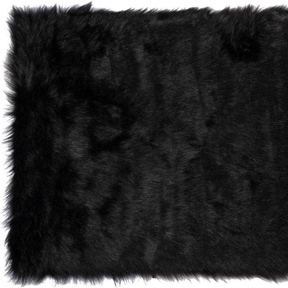 3' X 5' Black Rectangular Faux Fur - Area Rug - Homeroots - Flyclothing LLC