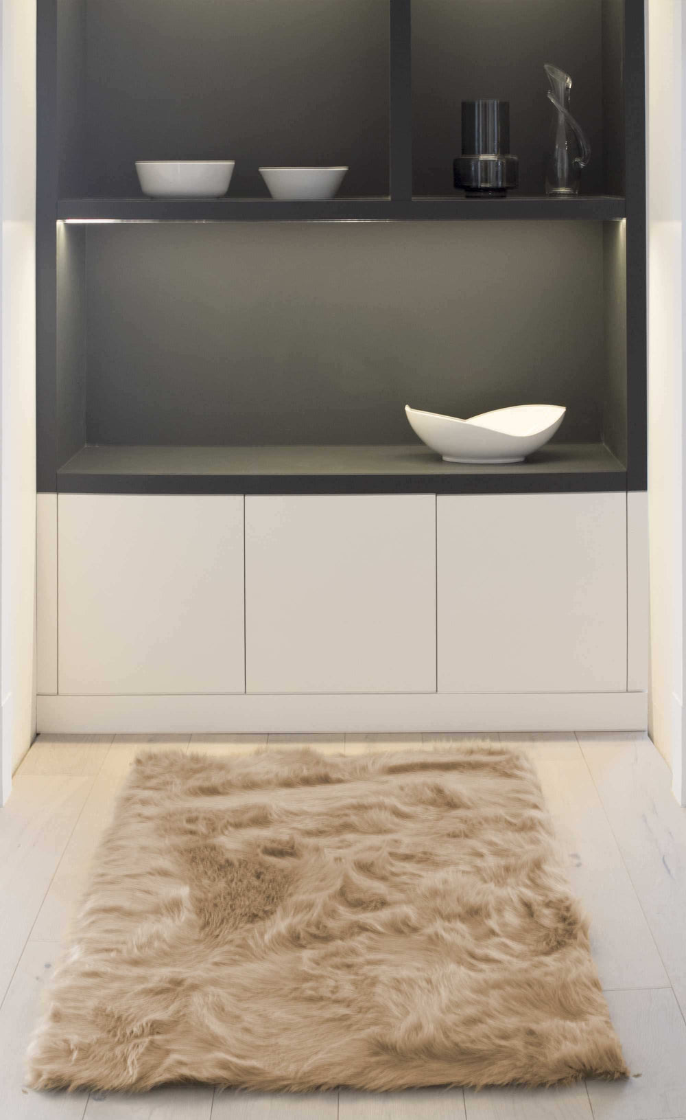 3' X 5' Tan Rectangular Faux Fur - Area Rug - Homeroots - Flyclothing LLC