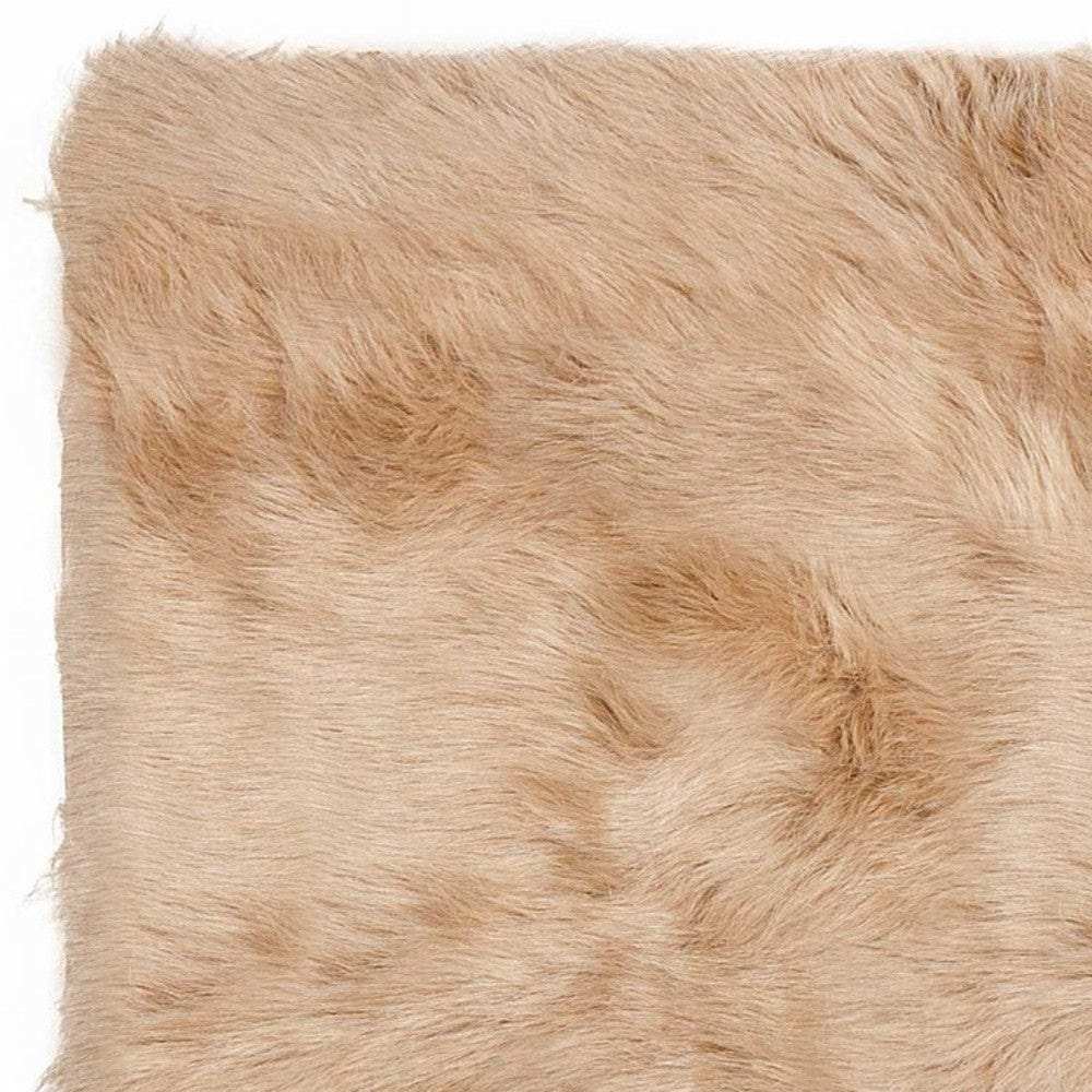 3' X 5' Tan Rectangular Faux Fur - Area Rug - Homeroots - Flyclothing LLC