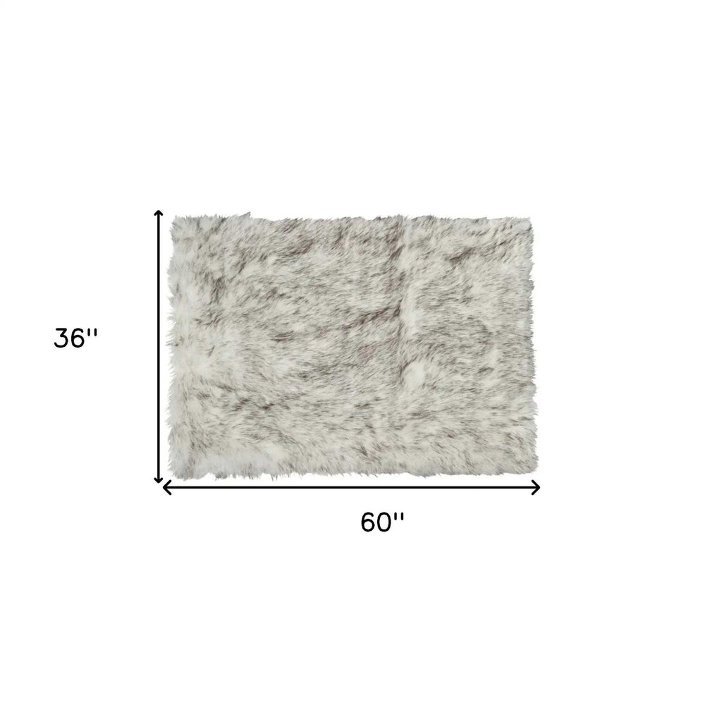 3' X 5' Gray Faux Fur Area Rug - Homeroots - Flyclothing LLC