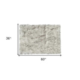 3' X 5' Gray Faux Fur Area Rug - Homeroots - Flyclothing LLC