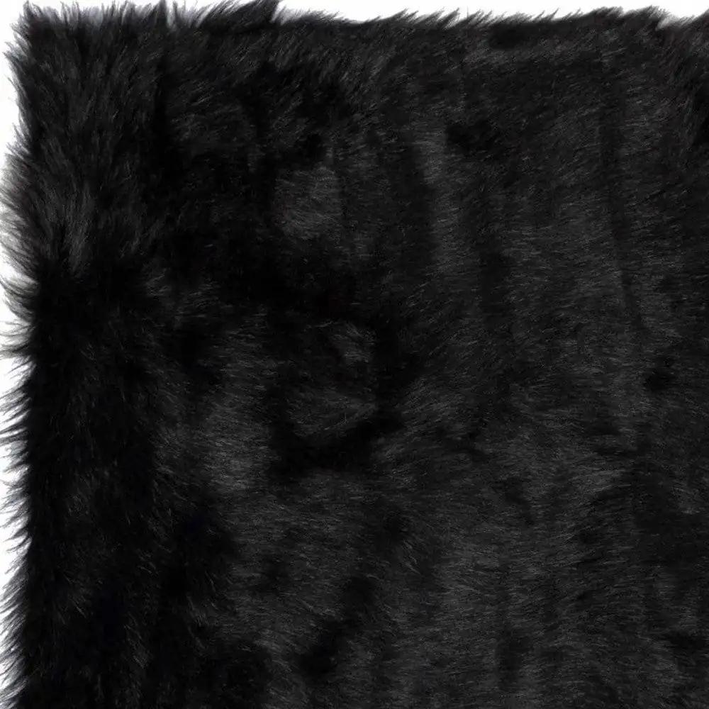 60" X 96" Black Sheepskin - Rug Or Throw - Homeroots - Flyclothing LLC