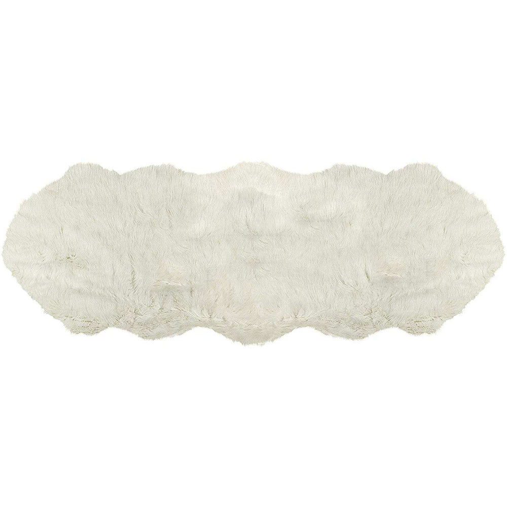 2' X 6' Off White Faux Sheepskin Machine Tufted Non Skid Area Rug - Homeroots - Flyclothing LLC