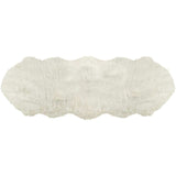 2' X 6' Off White Faux Sheepskin Machine Tufted Non Skid Area Rug - Homeroots - Flyclothing LLC