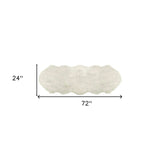 2' X 6' Off White Faux Sheepskin Machine Tufted Non Skid Area Rug - Homeroots - Flyclothing LLC