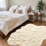 4' X 6' Off White Faux Sheepskin Washable Area Rug - Homeroots - Flyclothing LLC