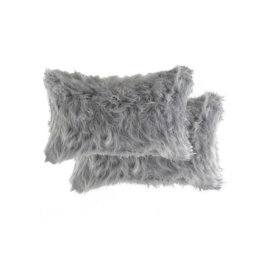12" X 20" X 5" Gray Faux Pillow 2 Pack - Homeroots