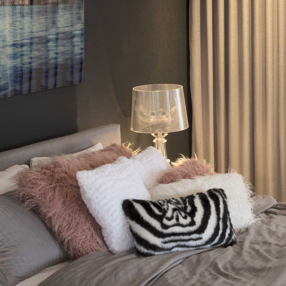 Set of Two 12" X 20" Black and White Faux Fur Throw Pillow - Homeroots - Flyclothing LLC