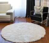 72" Off White Circular Faux Fur Area Rug - Homeroots - Flyclothing LLC