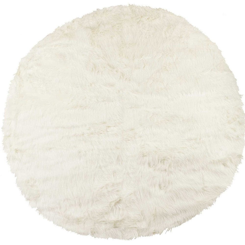 72" Off White Circular Faux Fur Area Rug - Homeroots - Flyclothing LLC