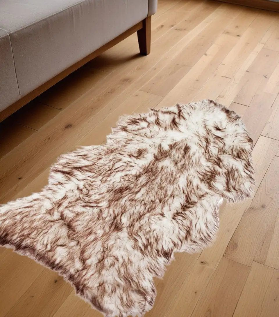 24" X 36" X 1.5" Gradient Chocolate Faux Sheepskin - Area Rug - Homeroots - Flyclothing LLC