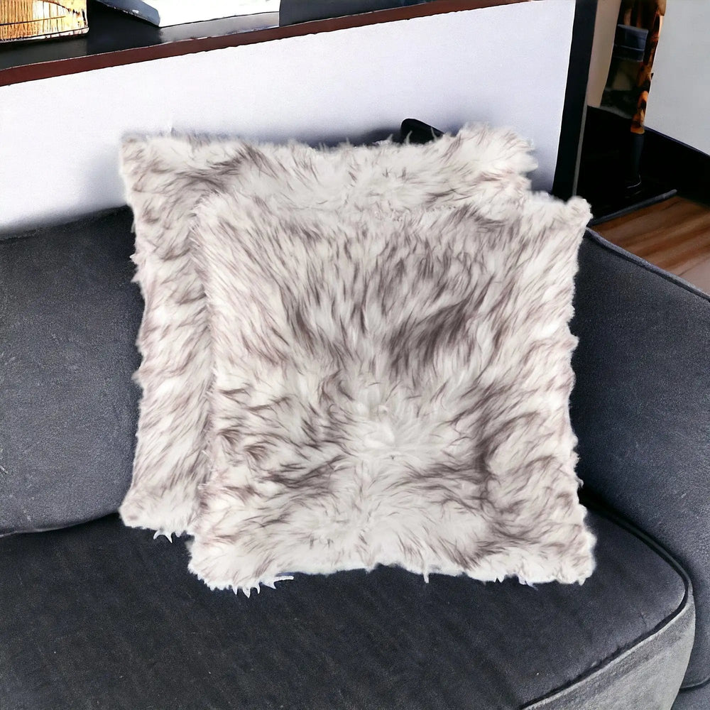 Set of Two 18" Chocolate Faux Fur Throw Pillow - Homeroots - Flyclothing LLC