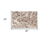 2' X 3' Brown and White Faux Sheepskin Ombre Machine Tufted Non Skid Area Rug - Homeroots - Flyclothing LLC