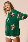 BiBi Sequin Christmas Gift Box Embroideries Pullover - Trendsi - Flyclothing LLC