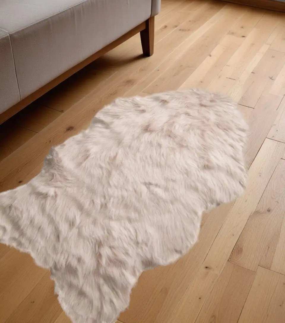 2' X 3' Taupe Faux Sheepskin Machine Tufted Non Skid Area Rug - Homeroots - Flyclothing LLC