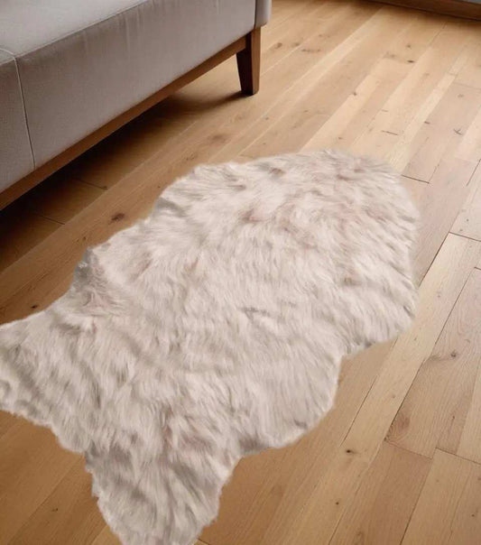 2' X 3' Taupe Faux Sheepskin Machine Tufted Non Skid Area Rug - Homeroots - Flyclothing LLC