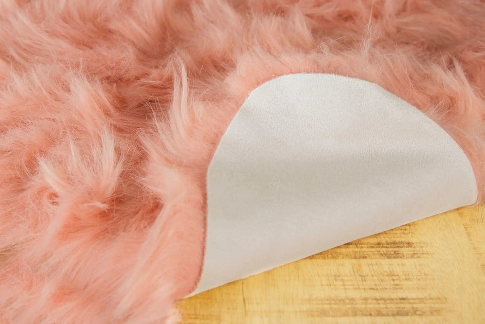 24" X 36" X 1.5" Dusty Rose Plush Faux Sheepskin Area Rug - Homeroots - Flyclothing LLC
