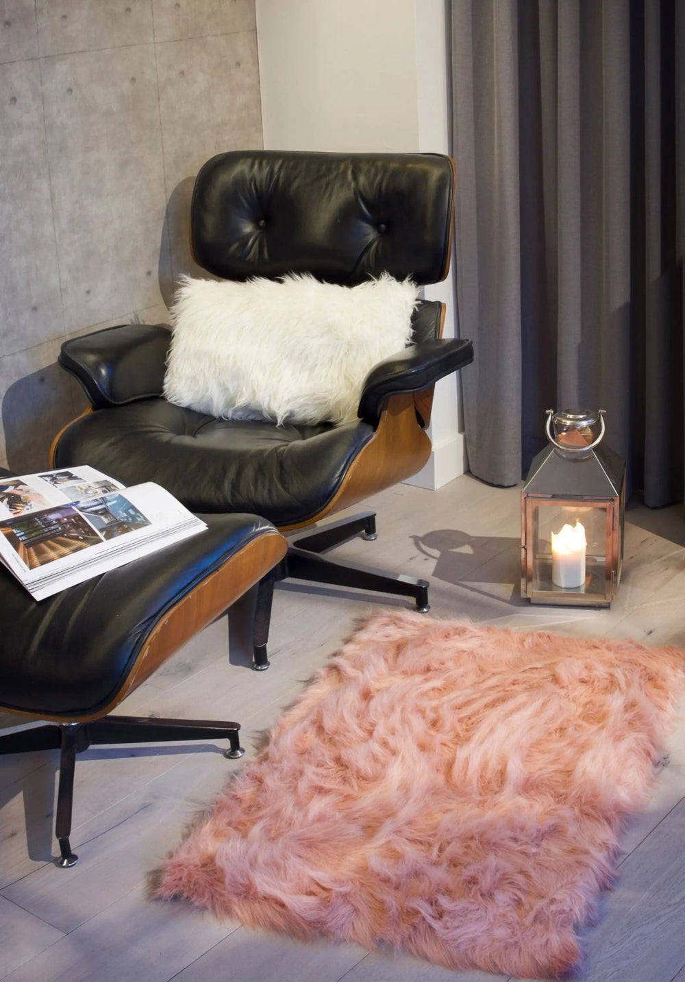 24" X 36" X 1.5" Dusty Rose Plush Faux Sheepskin Area Rug - Homeroots - Flyclothing LLC