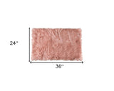 24" X 36" X 1.5" Dusty Rose Plush Faux Sheepskin Area Rug - Homeroots - Flyclothing LLC