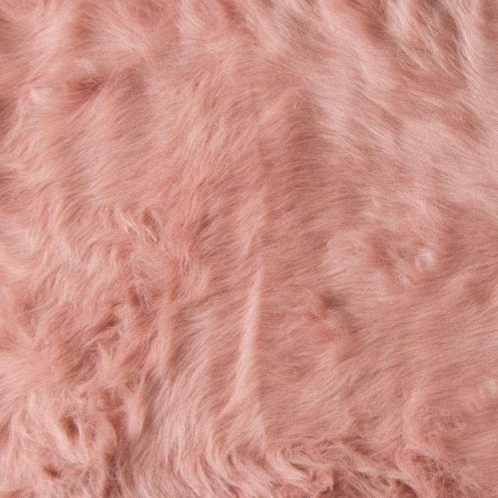 24" X 36" X 1.5" Dusty Rose Plush Faux Sheepskin Area Rug - Homeroots - Flyclothing LLC