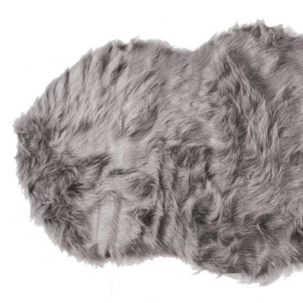 2' X 6' Gray Sheepskin Double - Area Rug - Homeroots - Flyclothing LLC