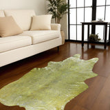 72" X 84" Lime And Silver Cowhide - Area Rug - Homeroots - Flyclothing LLC