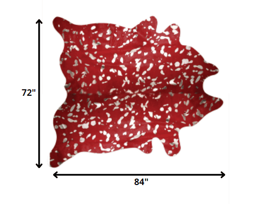 72" X 84" Red And Silver Cowhide - Area Rug - Homeroots - Flyclothing LLC