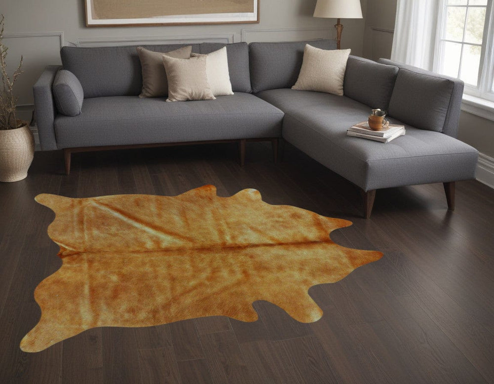 60" X 84" Tan Cowhide - Area Rug - Homeroots - Flyclothing LLC