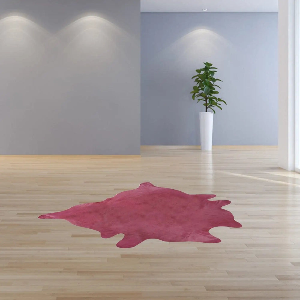 60" X 84" Fuschia Cowhide - Area Rug - Homeroots - Flyclothing LLC