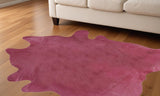 60" X 84" Fuschia Cowhide - Area Rug - Homeroots - Flyclothing LLC