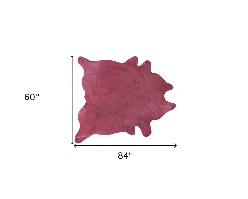 60" X 84" Fuschia Cowhide - Area Rug - Homeroots - Flyclothing LLC