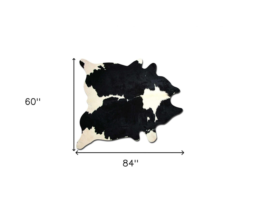 60" X 84" Black And White Cowhide - Area Rug - Homeroots - Flyclothing LLC