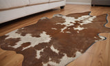 60" X 84" Brown And White Cowhide - Area Rug - Homeroots