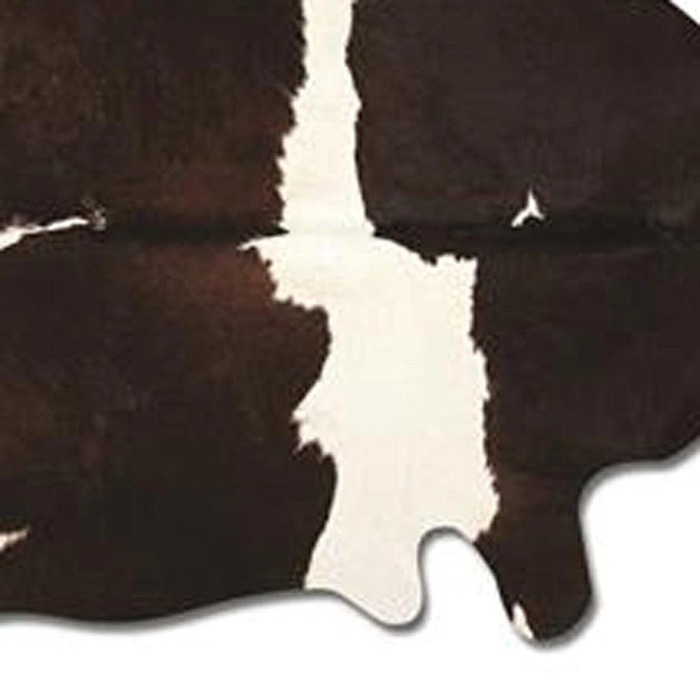 60" X 84" Chocolate And White Cowhide - Area Rug - Homeroots - Flyclothing LLC