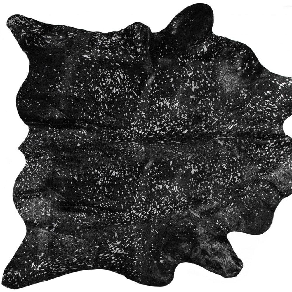 60" X 84" Black And Silver Cowhide - Area Rug - Homeroots - Flyclothing LLC
