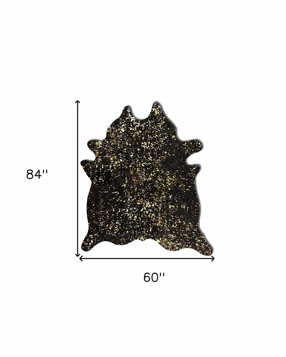 60" X 84" Black And Gold Cowhide - Area Rug - Homeroots - Flyclothing LLC