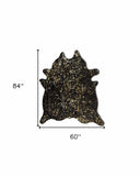 60" X 84" Black And Gold Cowhide - Area Rug - Homeroots - Flyclothing LLC