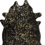 60" X 84" Black And Gold Cowhide - Area Rug - Homeroots - Flyclothing LLC